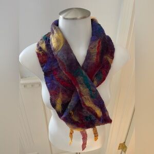 Hand crafted wet felted merino wool scarf